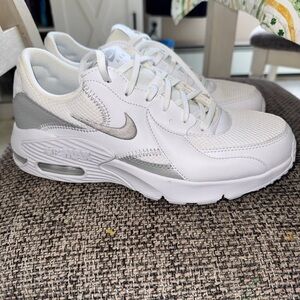 Nike White and Silver Air Max Lace-Up Sneakers